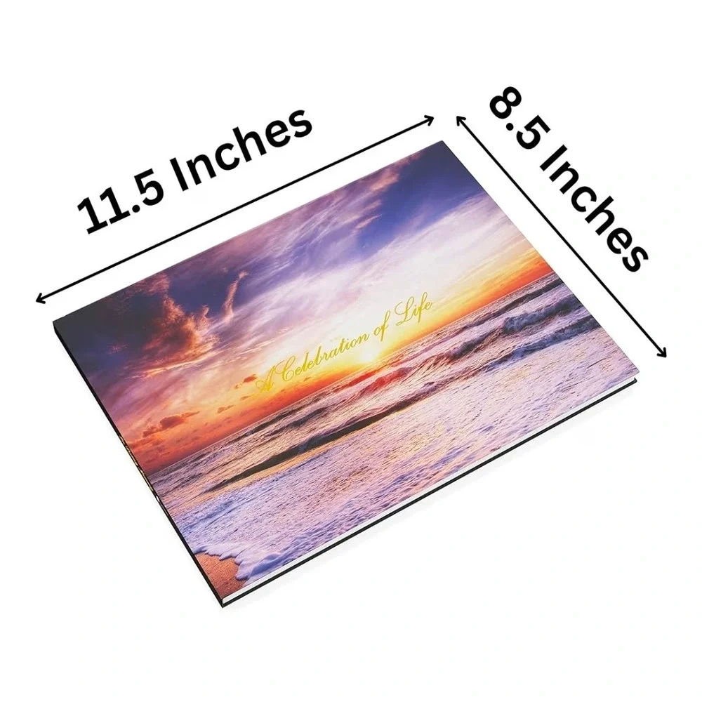 LIFETOO Ocean Sunset Celebration of Life Funeral Guest Book Memorial Service NEW